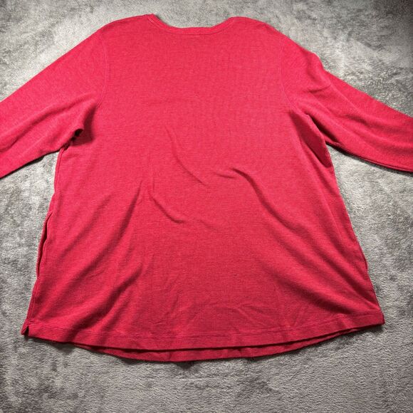 J Jill Women Thermal Knit Tunic Top Pockets Long Sleeve Muted Red Size 2X J110 - Picture 4 of 9